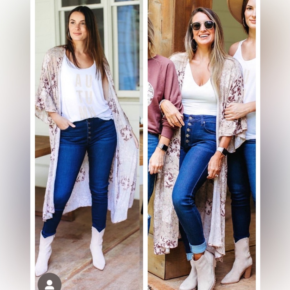 The Be Brand Fall Floral Open Front Kimono Size Medium